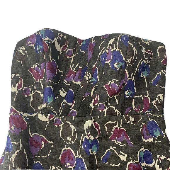 American Eagle Gray Floral Strapless Mini Dress 4 - Picture 3 of 6